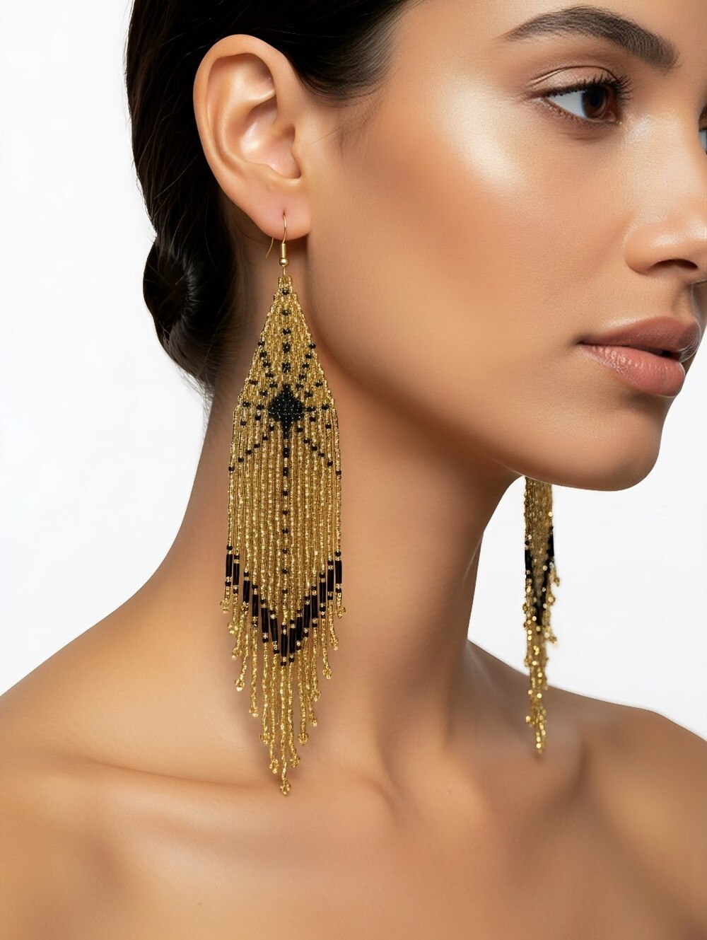 Sunburst Boho Fringe Beaded Earrings Handmade Jewelry Boheme